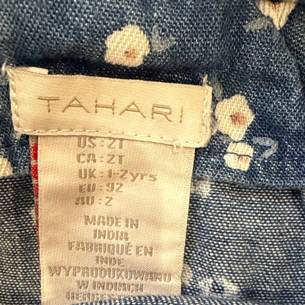 Tahari Floral Denim Kids Overall Dress/Skirt Size 2T C17-021